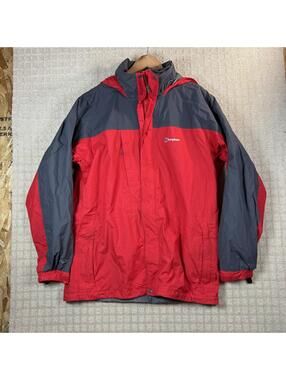 Berghaus Nylon Rain Jacket Red Grey Large